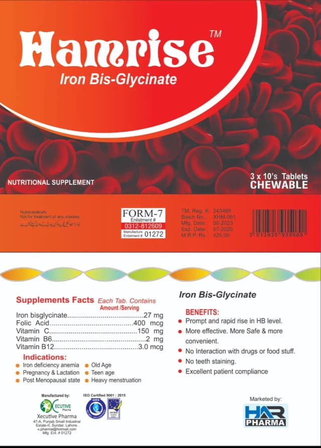 Hamrise | Chewable Tablets | Anemic Iron Deficiencies | Low HB